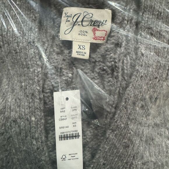 NWT J CREW $350 Merino wool cable-knit cardigan sweater in grey - Picture 7 of 7